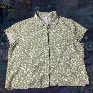 PACSUN L.A Hearts Green Floral Button-Down Shirt